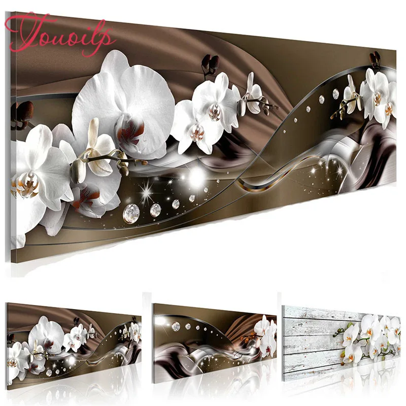 

TOUOILP New 5D Pure White Orchid Diamond Painting Cross Stitch Full Mosaic Square&round Drill diy Diamond Embroidery Home Decor