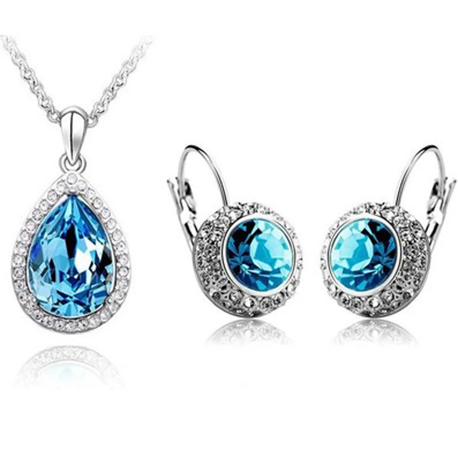 Комплект из колье и серёг с австрийскими кристаллами|necklace swan|necklace jewelry gift boxjewelry