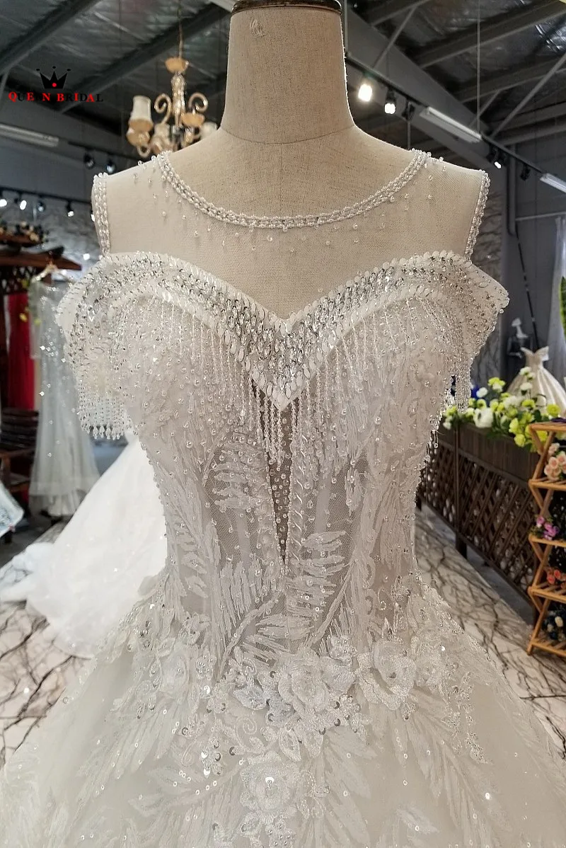 Платье vestido de noiva бальное платье с кружевами и жемчугом расшитые блестками на