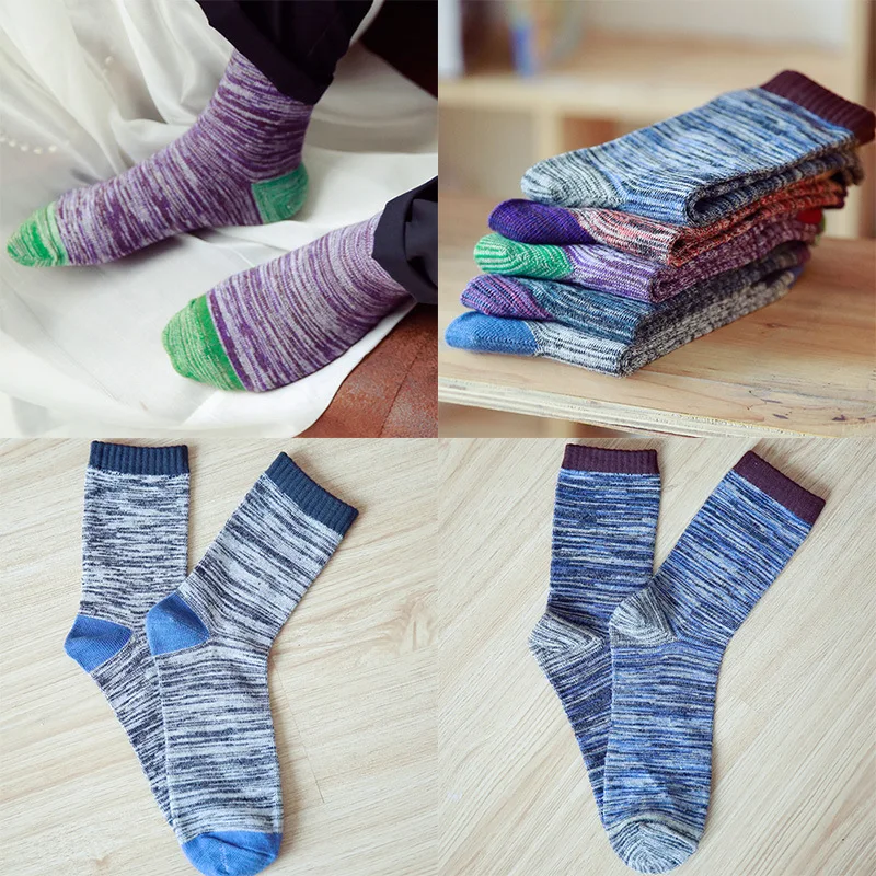 10 Пар/лот 2016 ретро мужские носки толстые линии в трубке постепенно