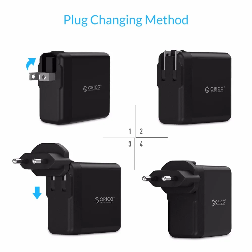 ORICO USB зарядное устройство 4 порта USB супер зарядное устройство 5V6. 8A 34 Вт настенное зарядное устройство с конвертером EU UK AU вилка