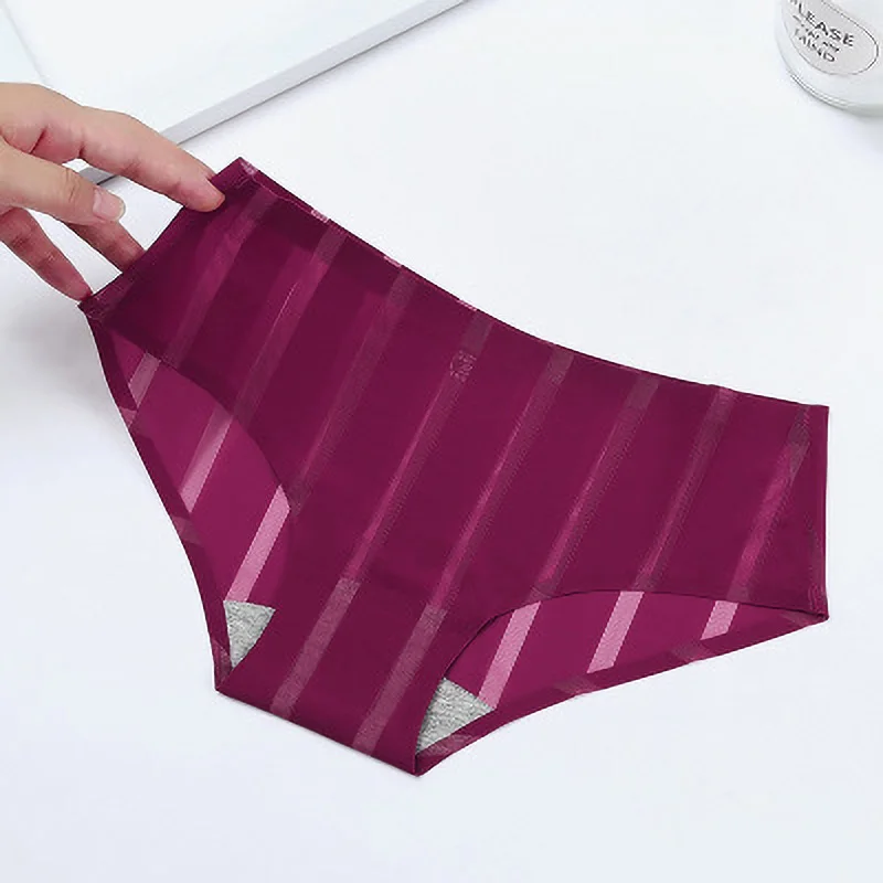 Женское нижнее белье трусы Бесшовные цельный Ice Silk дышащие с низкой талией ультра