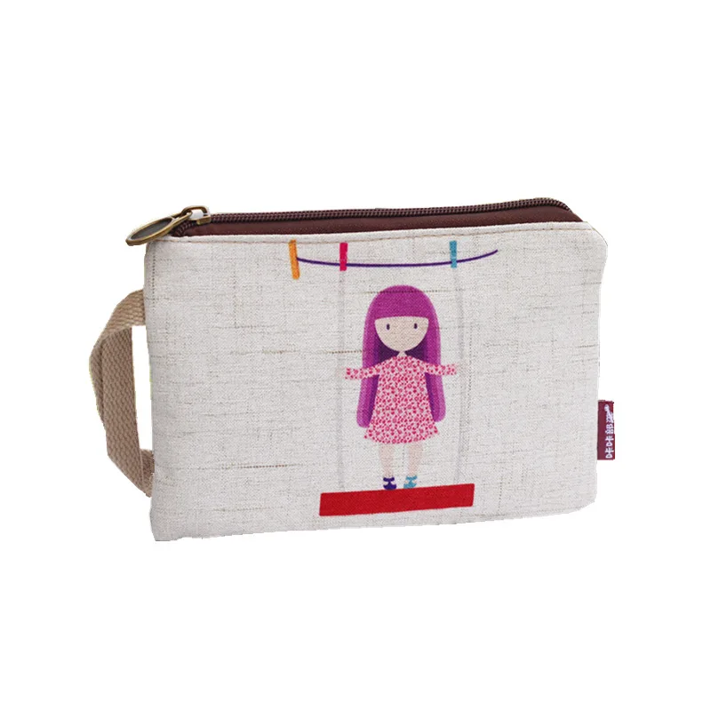 

HAPPIEST Women Coin Purse Linen Cartoon Mini Phone Wallet Brands Children Small Pouch Money Bag Female Carteira 2022 For Girls