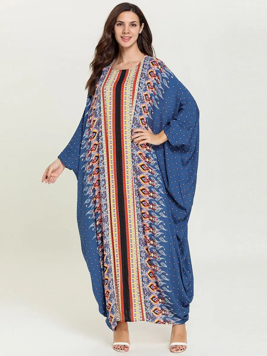 Женское свободное платье с рукавами летучая мышь Boho мусульманская одежда