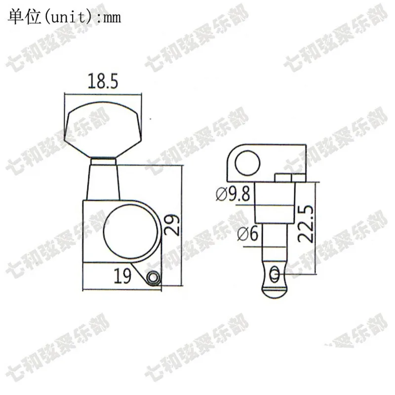Набор из 3L3R хромированных встроенных гитарных колышков для тюнеров ключей