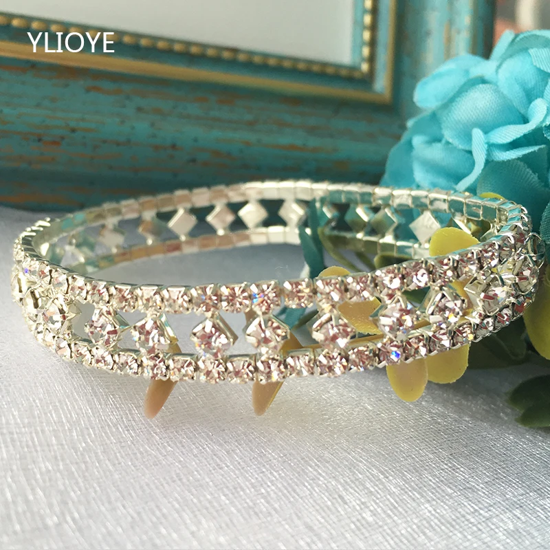 YLIOYE Роскошный Кристалл Браслеты для Для женщин Серебряный Цвет и Banglesromantic