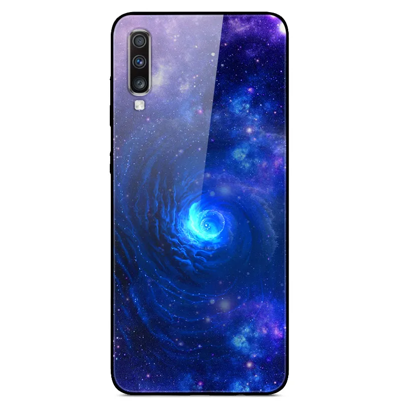 Чехол для Samsung A50 2019 чехол из закаленного стекла Жесткий Galaxy силиконовый бампер