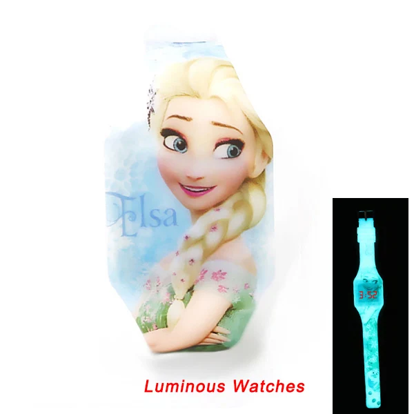Elsa with Luminous Светящиеся Детские часы с изображением Эльзы из мультфильма; Детские электронные часы с капитаном из резины для мальчиков и девочек; Reloj Infantil Saati - Цвет: Elsa with Luminous