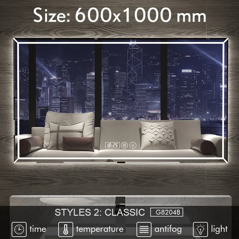 G8204B-600x1000mm Gisha, умное зеркало, светодиодный, зеркало для ванной комнаты, настенное, зеркало для ванной комнаты, туалетное, противотуманное зеркало с сенсорным экраном, Bluetooth, G8204 - Цвет: G8204B-600x1000mm