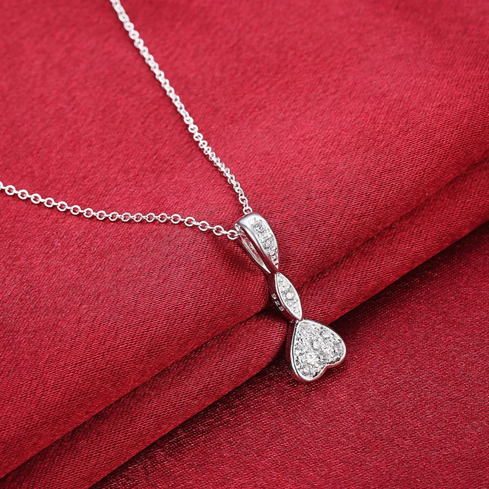 Мода женская свадебная медь Циркон с серебряным покрытием Сердце ожерелье Water Drop