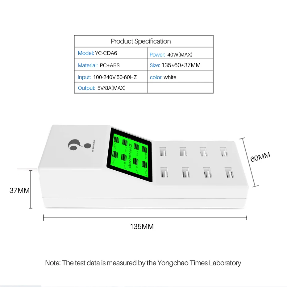 Универсальный 8 портов Смарт USB зарядное устройство светодиодный дисплей 8А несколько настенных адаптеров концентратор адаптер гнездо для мобильного телефона планшета ПК камеры