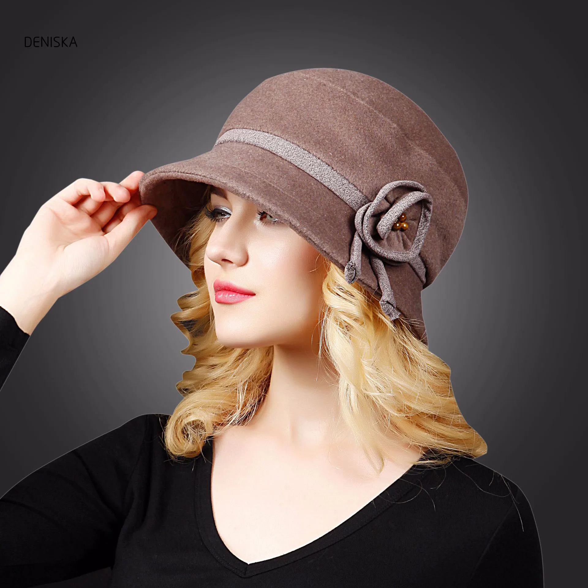 Дениска режим Femmes Automne Hiver де лайне вводной Dames Laine Fedora шапо АВЭК Arc Кэпот