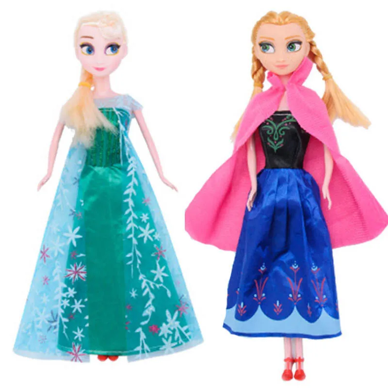 Elsa I and Anna I Настоящее Дисней Эльза Анна Принцесса плюшевые куклы игрушки замороженный снег кукла девочка мягкие игрушки дети мультфильм Рождество День рождения Подарочная коробка - Цвет: Elsa I and Anna I