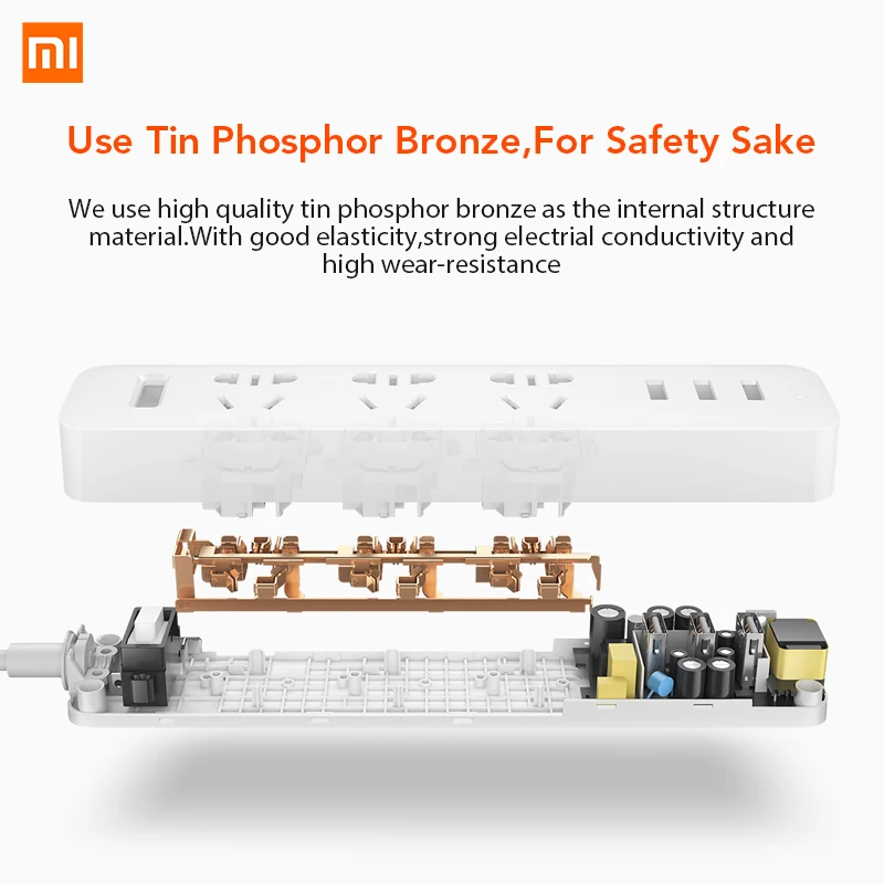 Оригинальная смарт лента Xiaomi Mijia 3 2A с usb портами для быстрой зарядки + гнезда Xiaom MI