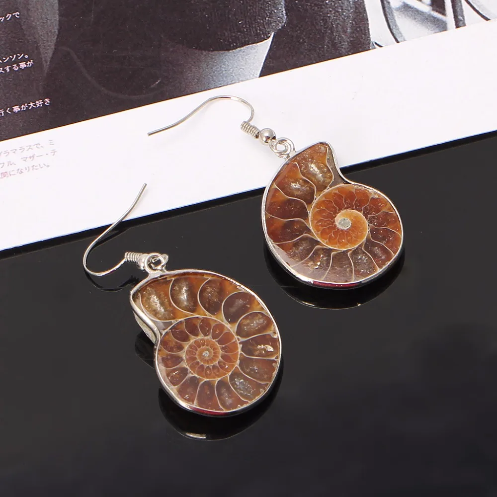 Натуральная Улитка аммония спираль Whorl раковины Подвеска из окаменелостей