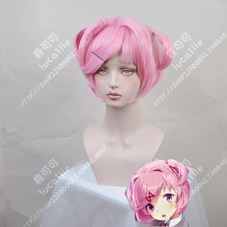 Игра DDLC Doki Литературный клуб Natsuki косплей парик Короткие Розовые термостойкие