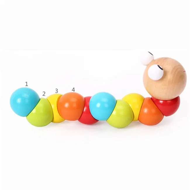 Juguetes de madera para beb&eacute;s, nueva variedad de insectos giratorios, juguetes educativos, oruga alegre, JK870045, 2020-2