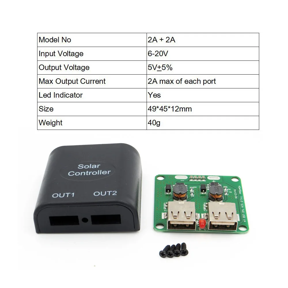 5V 2A - 2A Зарядное устройство Powerbank 5V 2A USB зарядное устройство регулятор солнечных панелей регулятор напряжения с Светодиодный индикатор - Цвет: 5V 2A - 2A