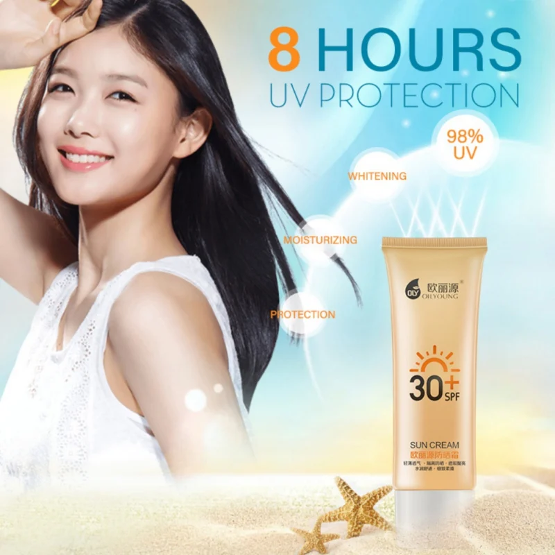 SPF 30+ лица, тела солнцезащитный крем Водонепроницаемый пот-доказательство увлажняющий ультрафиолетового излучения крем для ухода за кожей protetor солнечной Pro