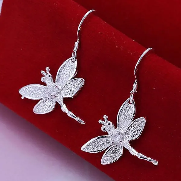

Серьги из серебра 925 пробы со стрекозой и камнем, SMTE009