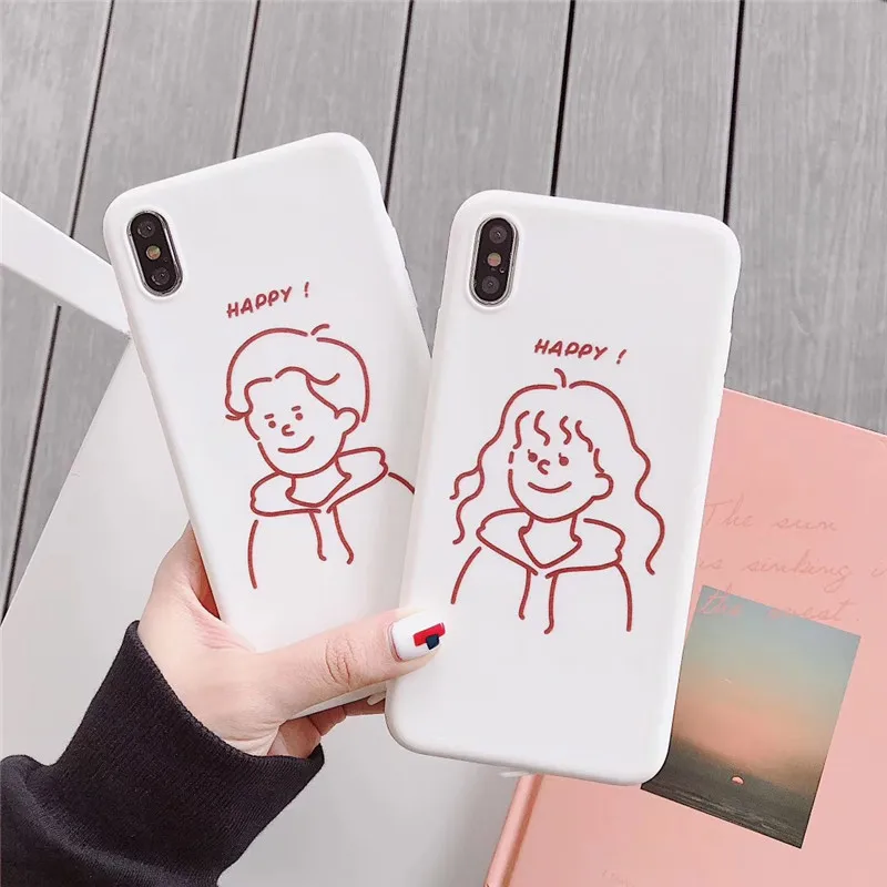 Ins мультфильм мальчик девочка чехол для телефона iphone XS MAX XR X 6 6s 7 8plus пары защитный