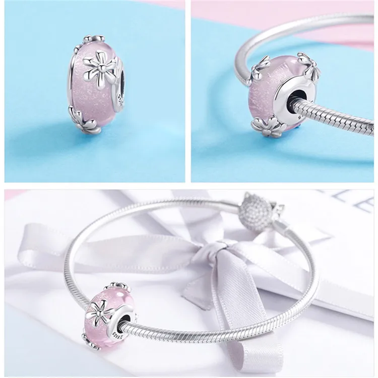 Браслет Pandora,, 925 пробы, серебро, морская Русалка, звезда, бабочка, стеклянные бусины, S925, сделай сам, циркон, Маргаритка, пчела, подвески