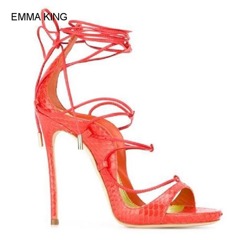 Emma king/пикантные однотонные высокие сандалии из искусственной кожи с