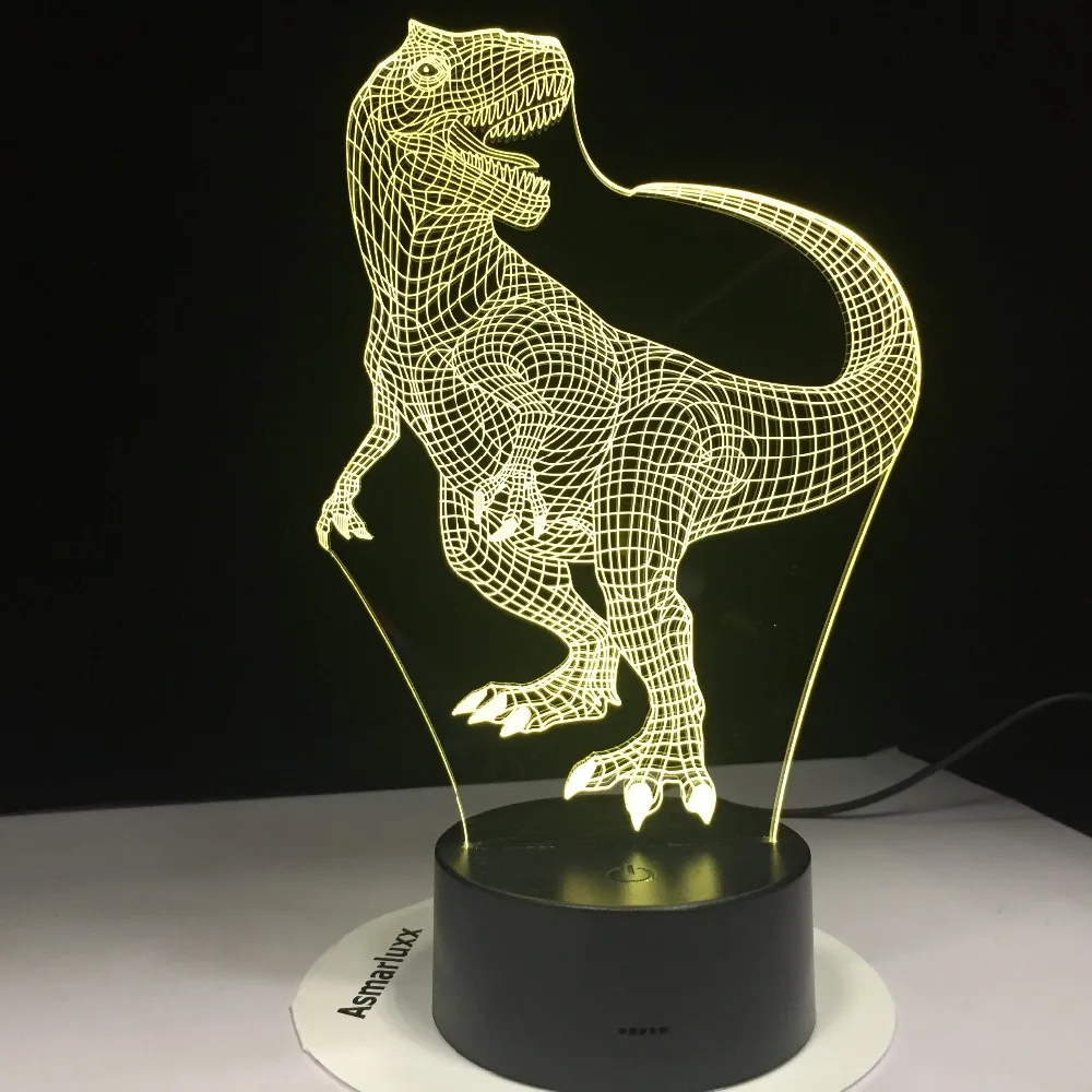 Тираннозавр Рекс с динозаврами 3D светодиодный светильник Ночной s 7 цветов для
