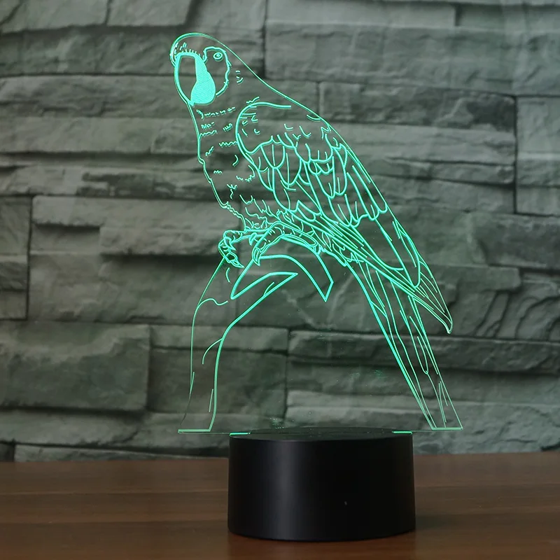 3D ночник с мультипликационным изображением птицы 7 меняющихся цветов сенсорный