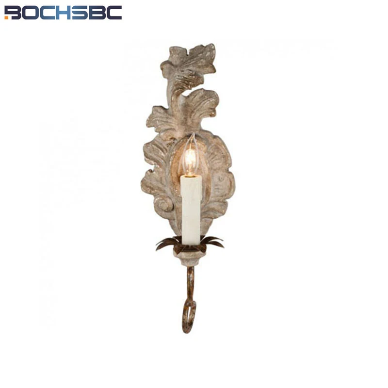 

BOCHSBC American Iron Candle Wall Lamp French Retro Style Led Lights Apply To Dining Room Bed Room Hallway lampada led Lamp