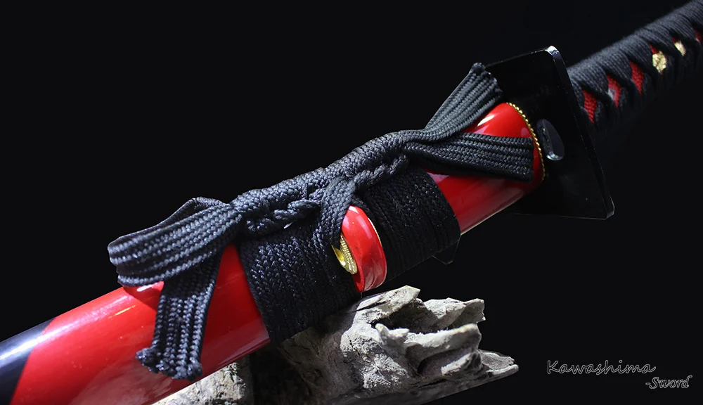 46 Inch Length Handmade Naginata 1060 High Carbon Steel Blade Japanese Samurai Sword Red / Black Scabbard Battle For Ready