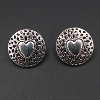 wkoud 8pcs silver plated heart charm round alloy pendants bracelet anklet diy metal jewelry findings a1762
