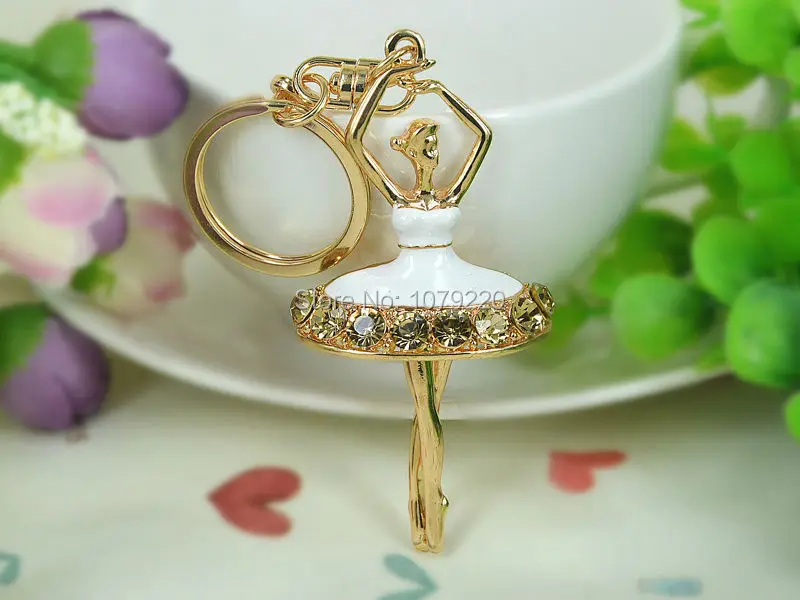 Белая балерина танцовщица брелок для девочек Подвеска со стразами ювелирные