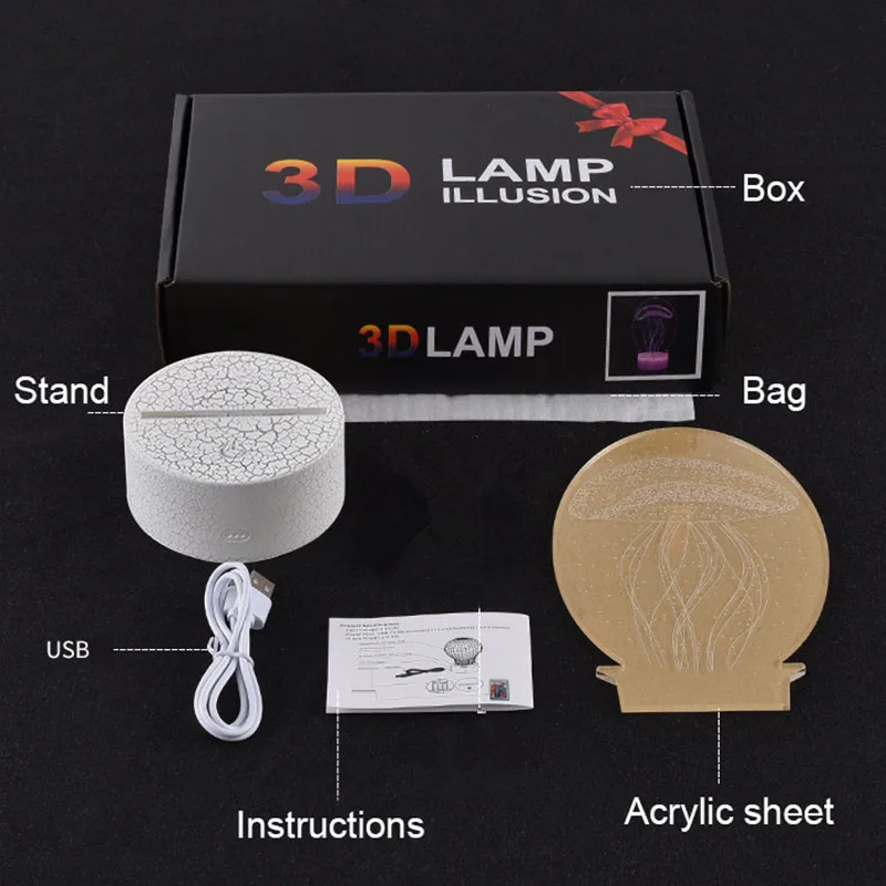 7 видов цветов светится в темноте настольная лампа с изображением единорога