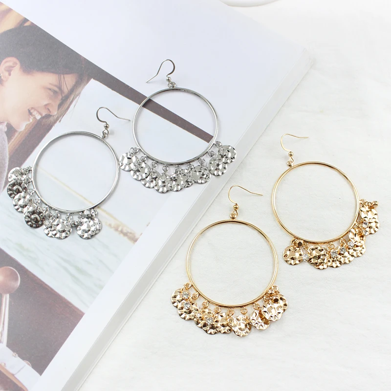 Серьги в тибетском стиле золотого и серебряного цвета из филигранью большие