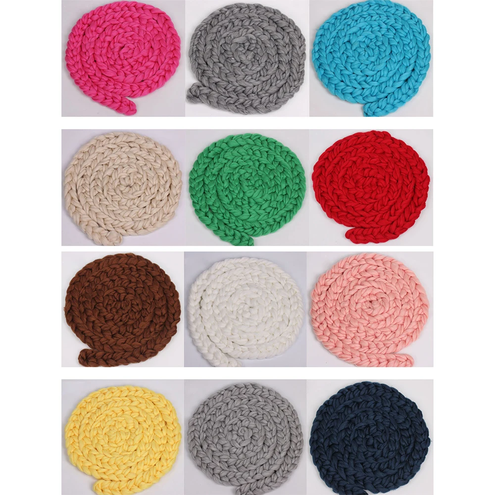 

Handmade Woven Baby Blankets Wool Crochet Baby Blanket Newborn Twisted Braid Photography Props Chunky Knit Blanket Basket Filler
