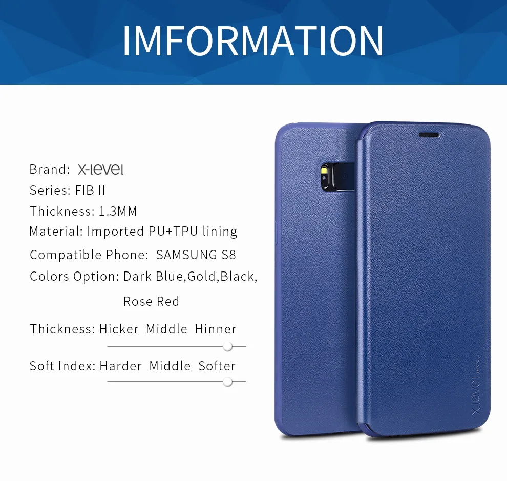 X-Level Роскошный чехол из искусственной кожи для samsung A5, ультра тонкий кожаный чехол для samsung Galaxy S8, чехол-подставка, откидная крышка для S8 plus S8