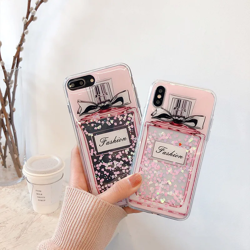 Мягкий ударопрочный чехол из ТПУ с блестками для флакона духов iPhone 7 8 Plus X XS Max XR 6s 6