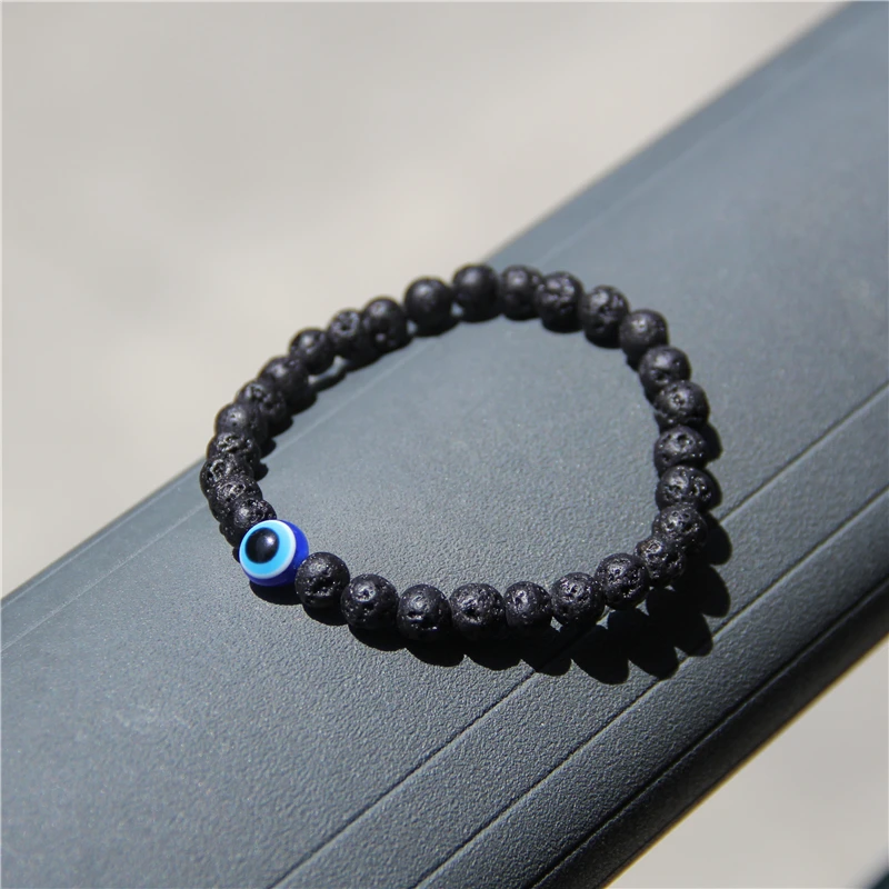 Браслет Evil Eye с черным натуральным камнем мужские браслеты для мужчин бисер, от сглаза браслеты для женщин мужские ювелирные изделия дружбы