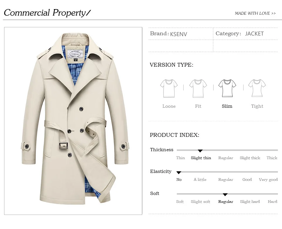 New Trench Coat Jacket Overcoat Casual Men's windbreakers Solid Color X-Long Men Fashion Autumn Jackets