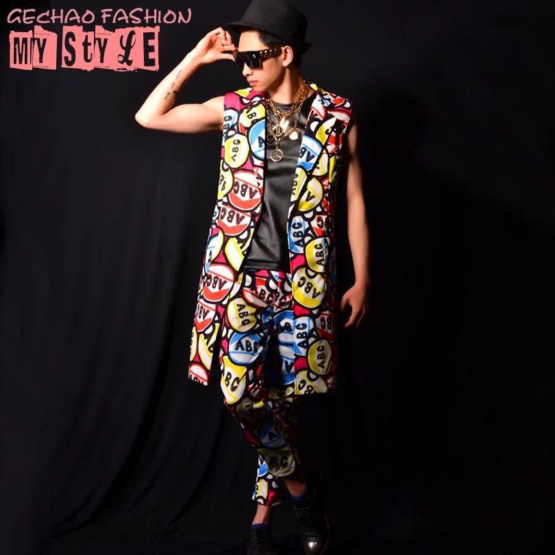 

2018M- 6XL/для ночного клуба, певец DSDJ quanzhilong GD, ярких цветов, костюм с надписью, жилет, аксессуары для одежды для выступлений