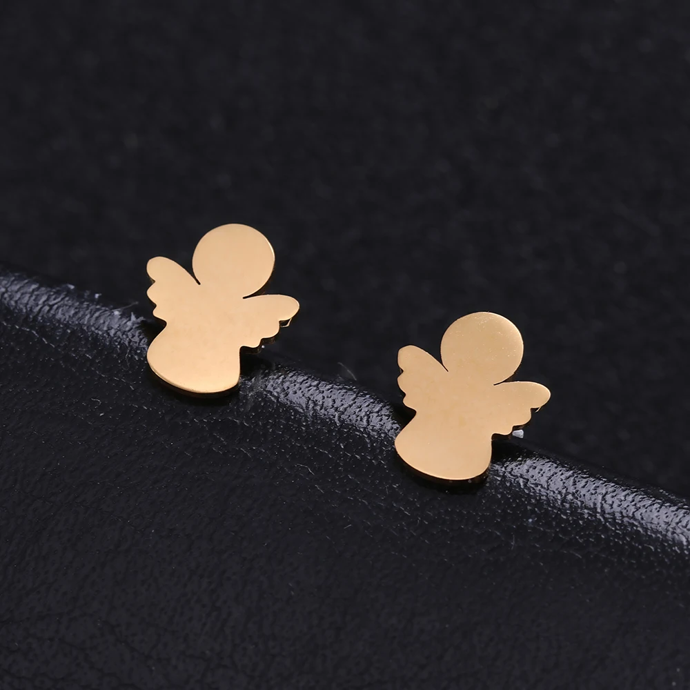 

Teamer Cute Small Angel Stud Earrings Girl Women Stainless Steel Earrings Birthday Christmas Gifts Fashion Jewelry Aretes