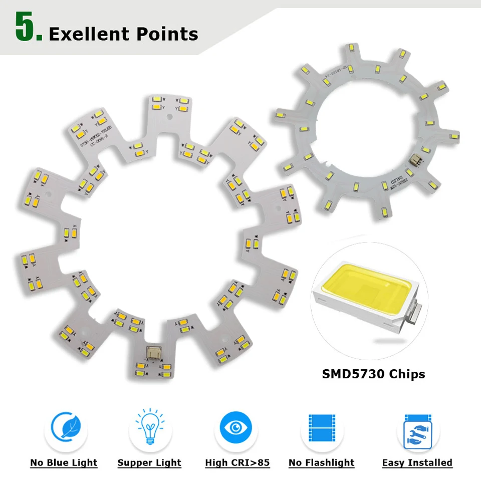 UMAKED светодиодный PCB комплект+ Драйвер AC220V 12 Вт 18 Вт 24 Вт SMD5730 круглый светильник, потолочный светильник, сменный ламповый светильник, Модифицированная алюминиевая ламповая пластина