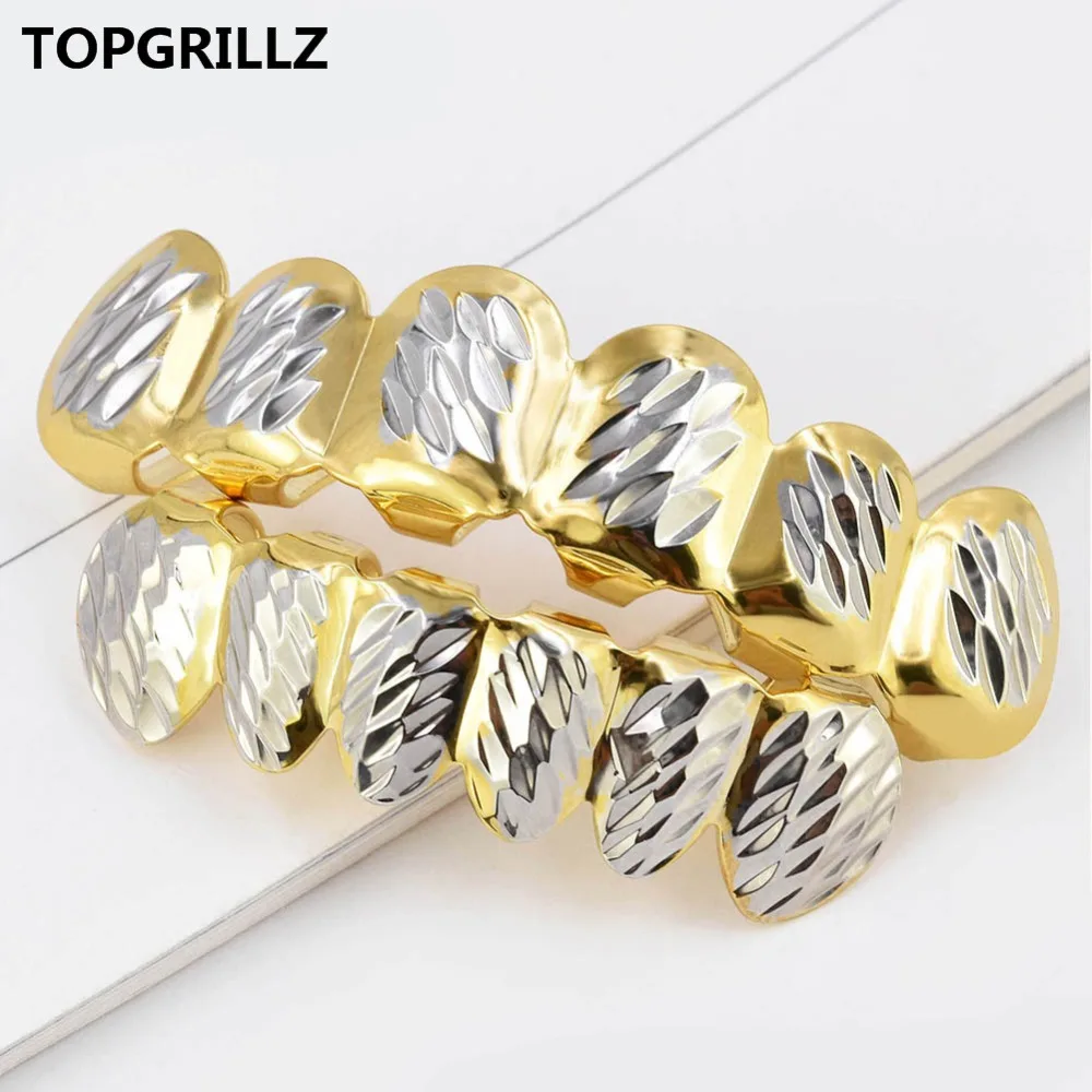 Комплект топа и нижнего белья TOPGRILLZ золотистого цвета с D Cut 6 зубами для хип хоп