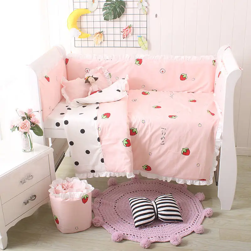 xiaocaomei 4pcs Детские Постельное белье хлопковое постельное белье для малышей с персонажами из мультфильмов бампер для Защиты Колыбель для новорожденных Постельное белье детские дышащие Cot бампер 4 шт./компл - Цвет: xiaocaomei 4pcs