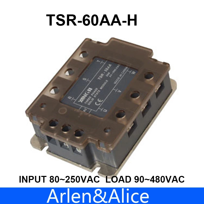 

60AA TSR-60AA-H Three-phase High voltage type SSR input 80~250VAC load 90-480VAC single phase AC solid state relay