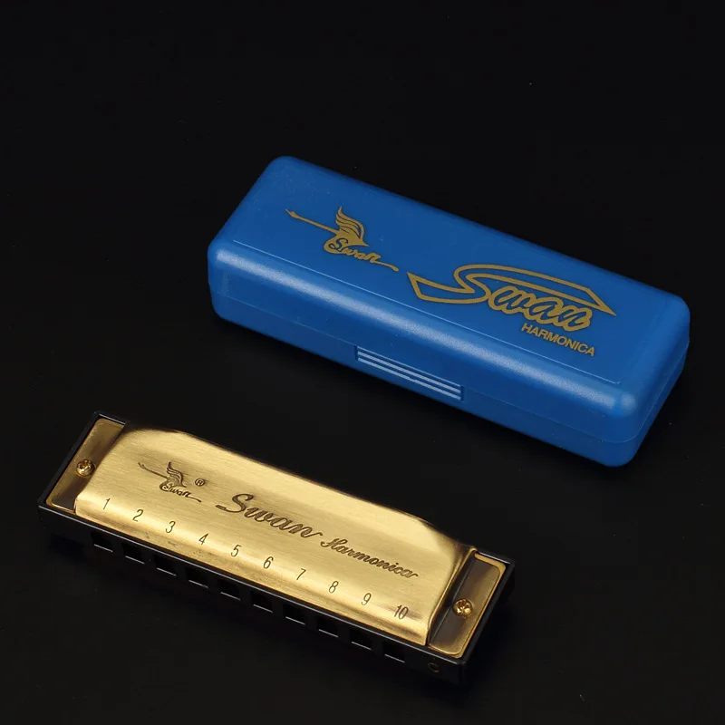 Хроматический ключ C Harmonica 10 отверстий 40 тонов рот органного серебра с изысканным чехлом - Цвет: as pic