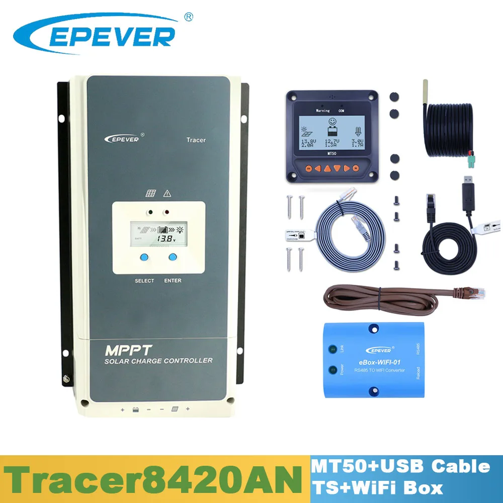 Set 4 EPever MPPT 80A 12 В 24 в 36 в 48 в Солнечный контроллер заряда Подсветка ЖК-дисплей Макс. 200 в PV вход общий отрицательный заземление 8420AN - Цвет: Set 4