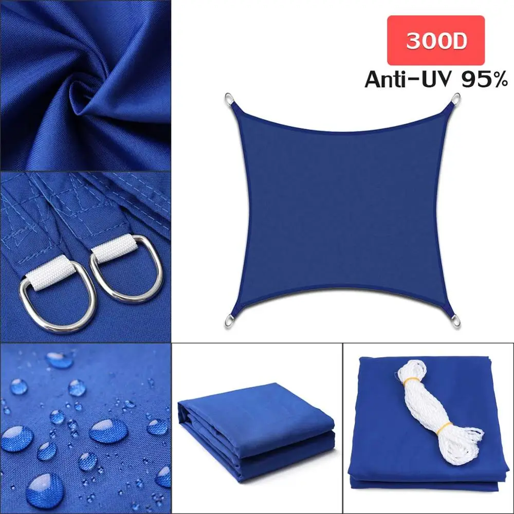 280GSM HDPE украшениями в виде звёздочек; Материал: квадратный 3x3 м/4x4 м козырек от солнца ввиде паруса затенения сетей 4x4 м для сада крышка растения и цветы Патио газон - Цвет: Blue 300x300cm