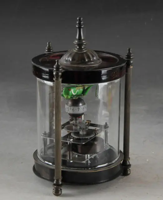 Старые коллекционные декорированные медные механические настольные часы с